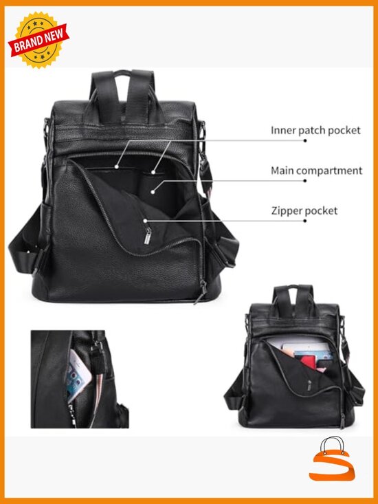 Genuine Leather Convertible Backpack Purse for Women Travel Shoulder Bag main image 4